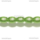 5 Perle a Botte in Vetro Verde 9x6mm